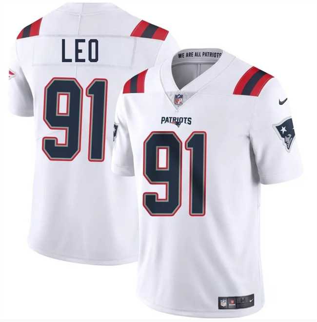 Men & Women & Youth New England Patriots #91 Titus Leo White 2025 Vapor Limited Stitched Jersey